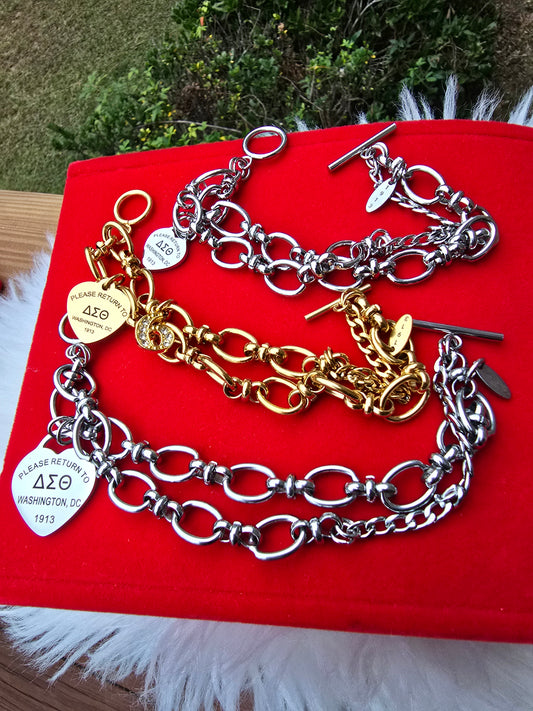 Tiffany Inspired Delta Sigma Theta Sorority Bracelet Available In Gold & Silver