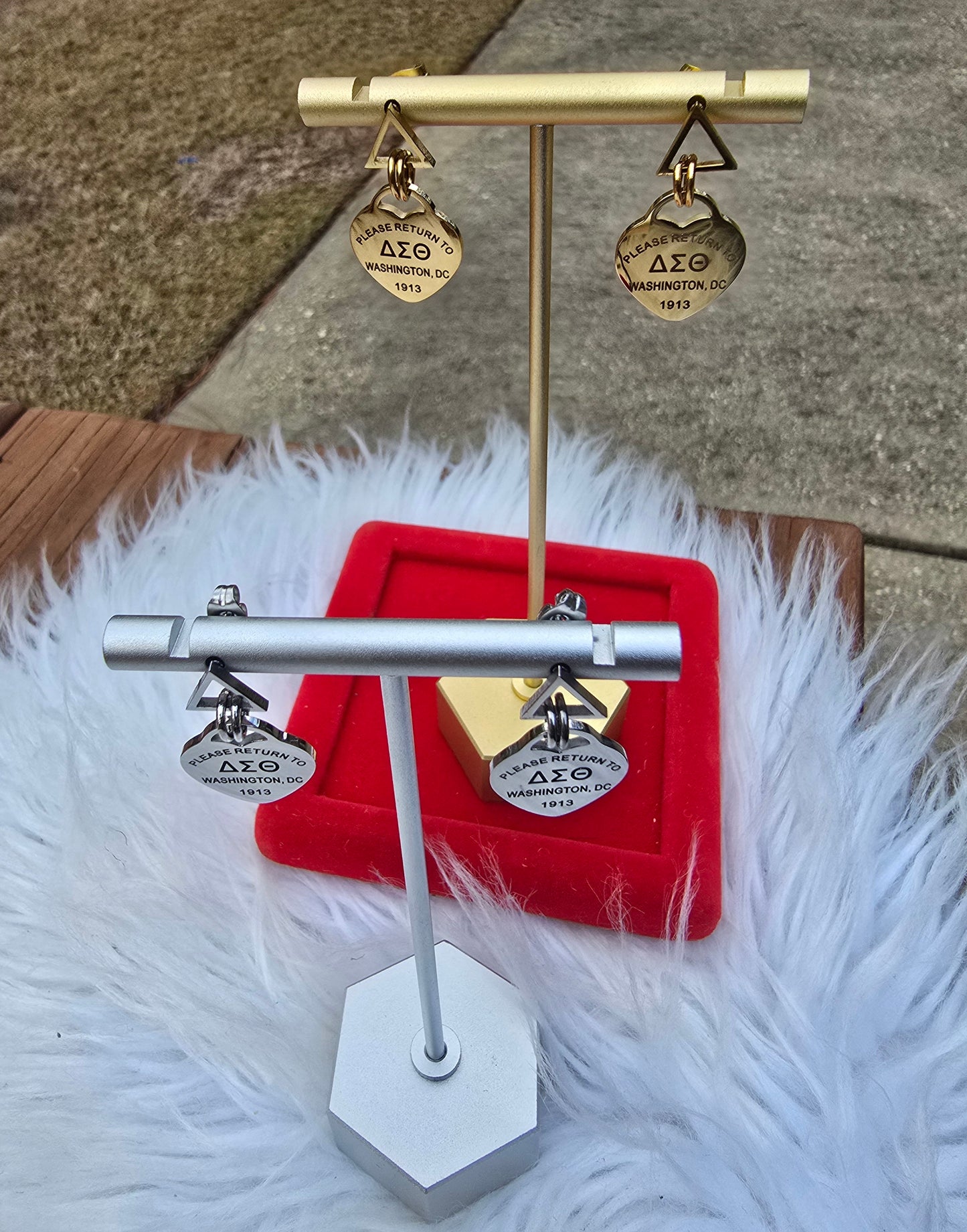 Delta Sigma Theta Sorority Tiffany Inspired Stud Earrings