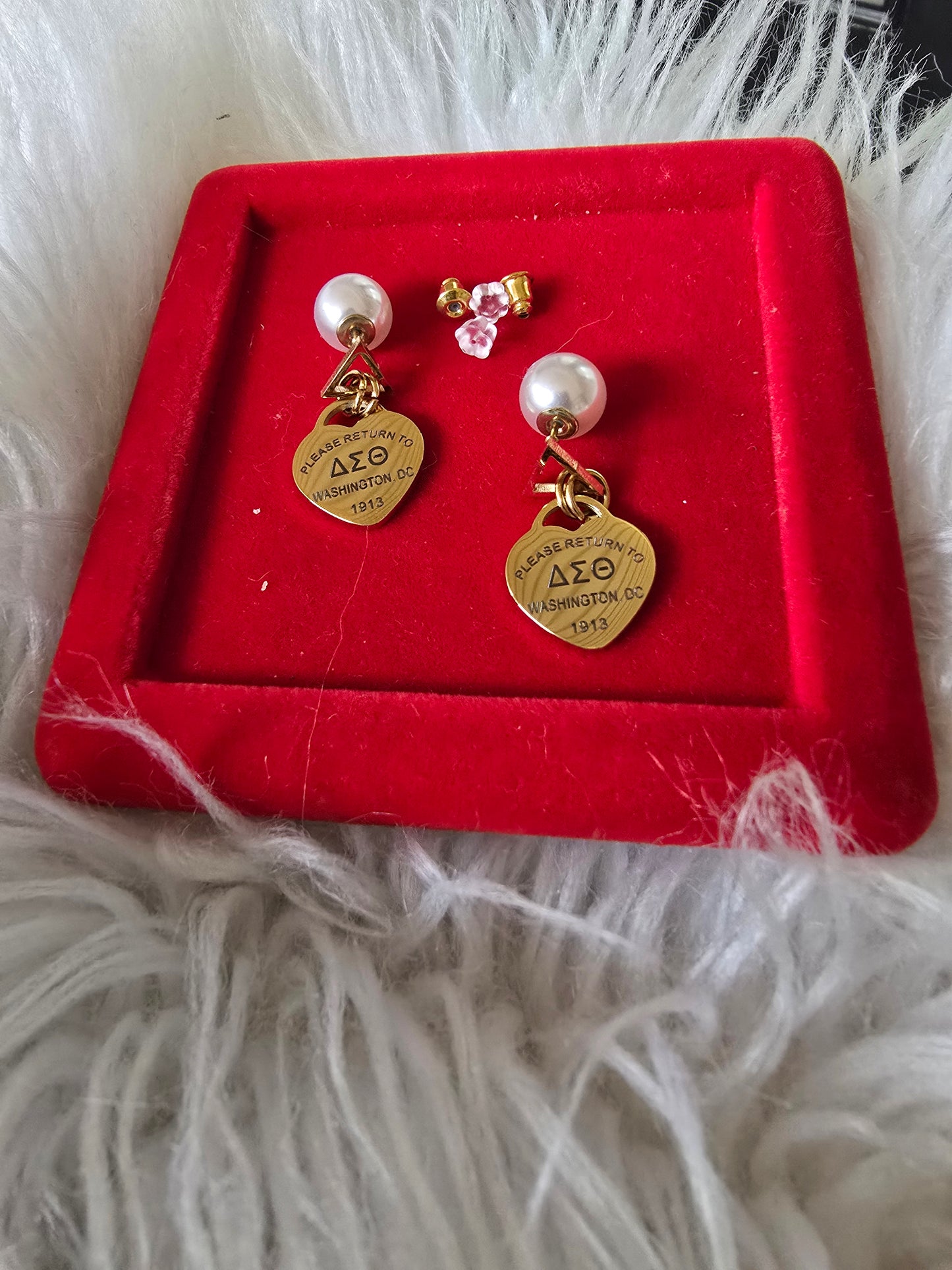 Delta Sigma Theta Sorority Tiffany Inspired Stud Earrings