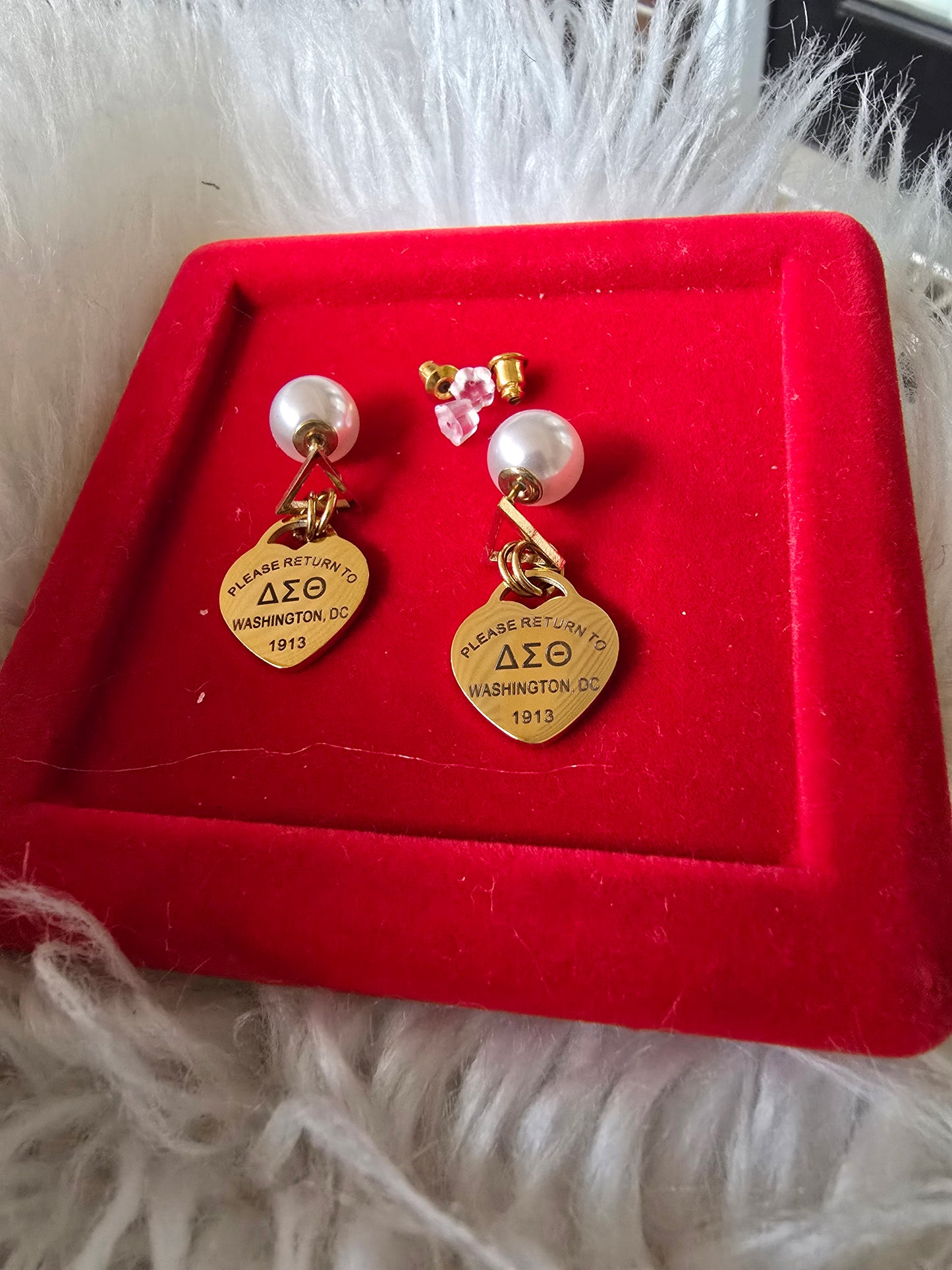 Delta Sigma Theta Sorority Tiffany Inspired Stud Earrings