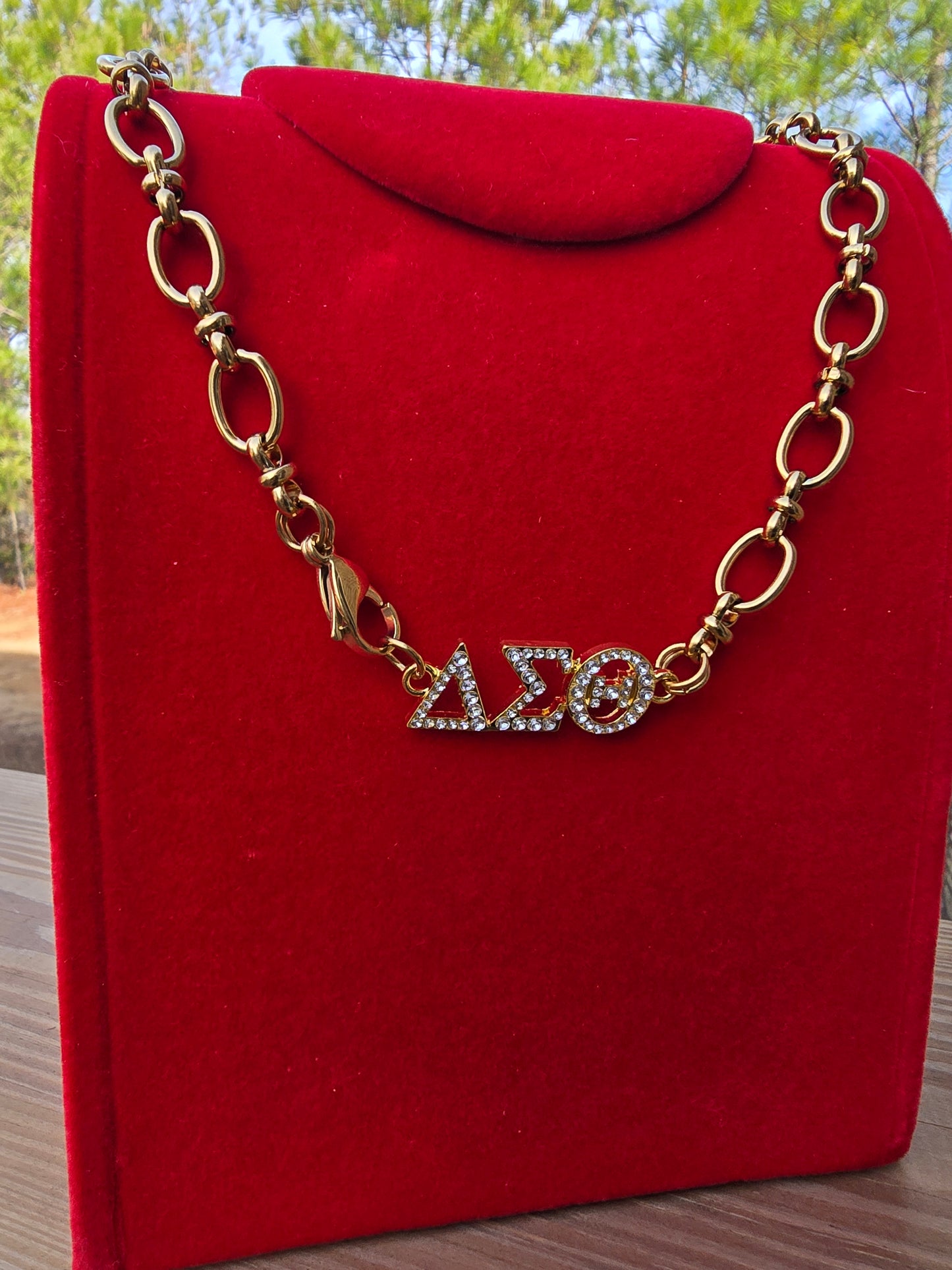 Delta Sigma Theta Greek Letter Chunky Link Sorority Necklace