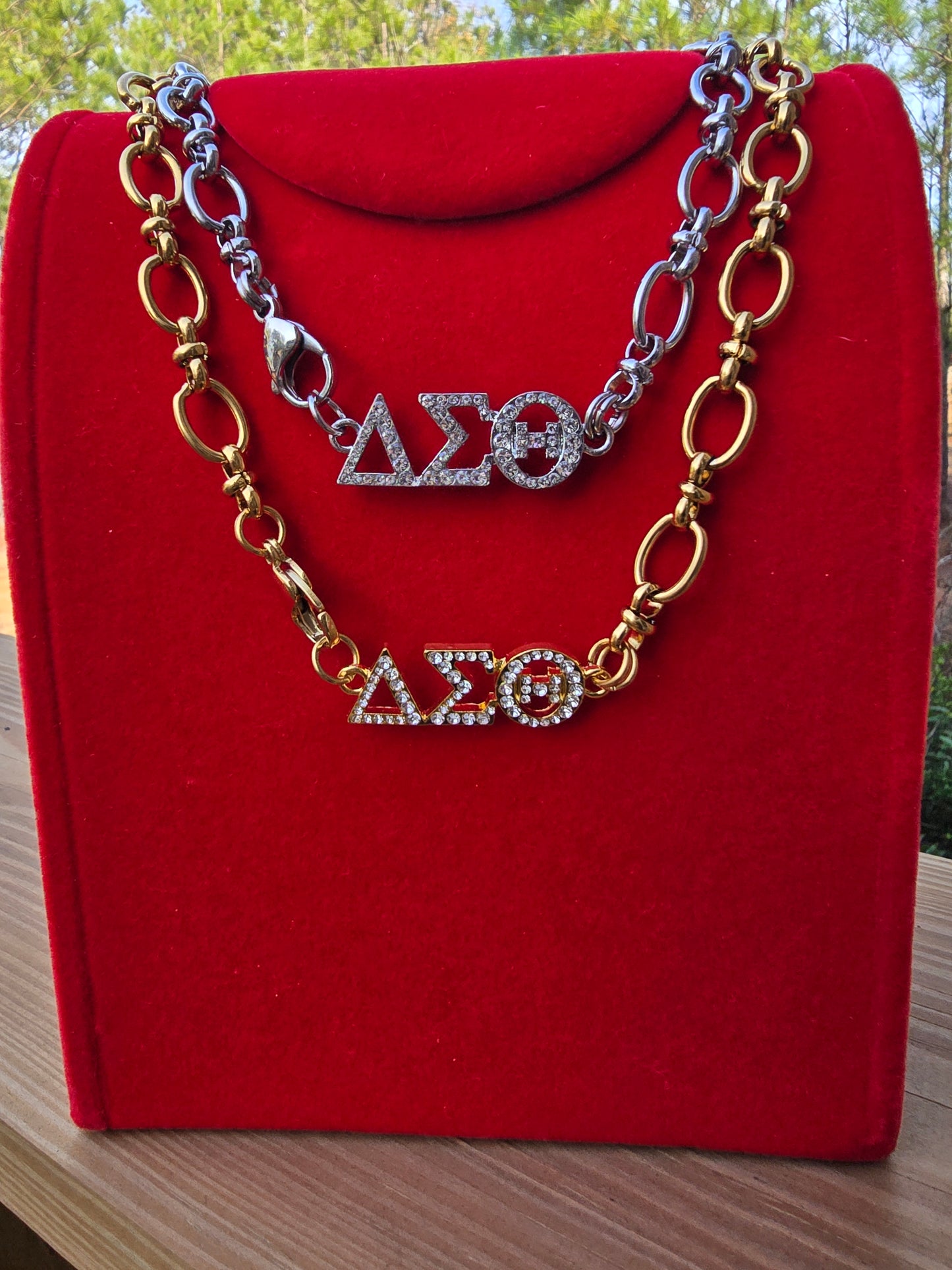 Delta Sigma Theta Greek Letter Chunky Link Sorority Necklace