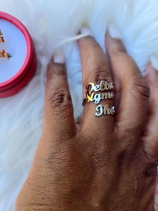 Delta Sigma Theta Script Adjustable Ring - DST Ring - Delta Ring - Sorority Jewelry - 1913 Ring - Sorority Ring