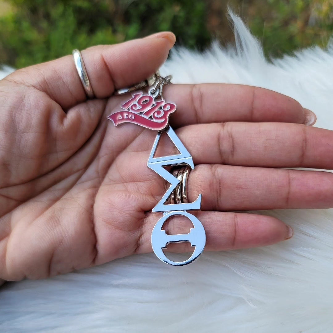 Delta Key Ring - Delta Sigma Theta Key Ring - Sorority Key Ring - DST Key Ring - Sorority Key Ring - 1913 Ring