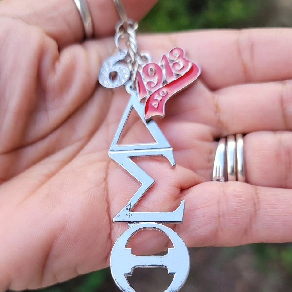 Delta Key Ring - Delta Sigma Theta Key Ring - Sorority Key Ring - DST Key Ring - Sorority Key Ring - 1913 Ring