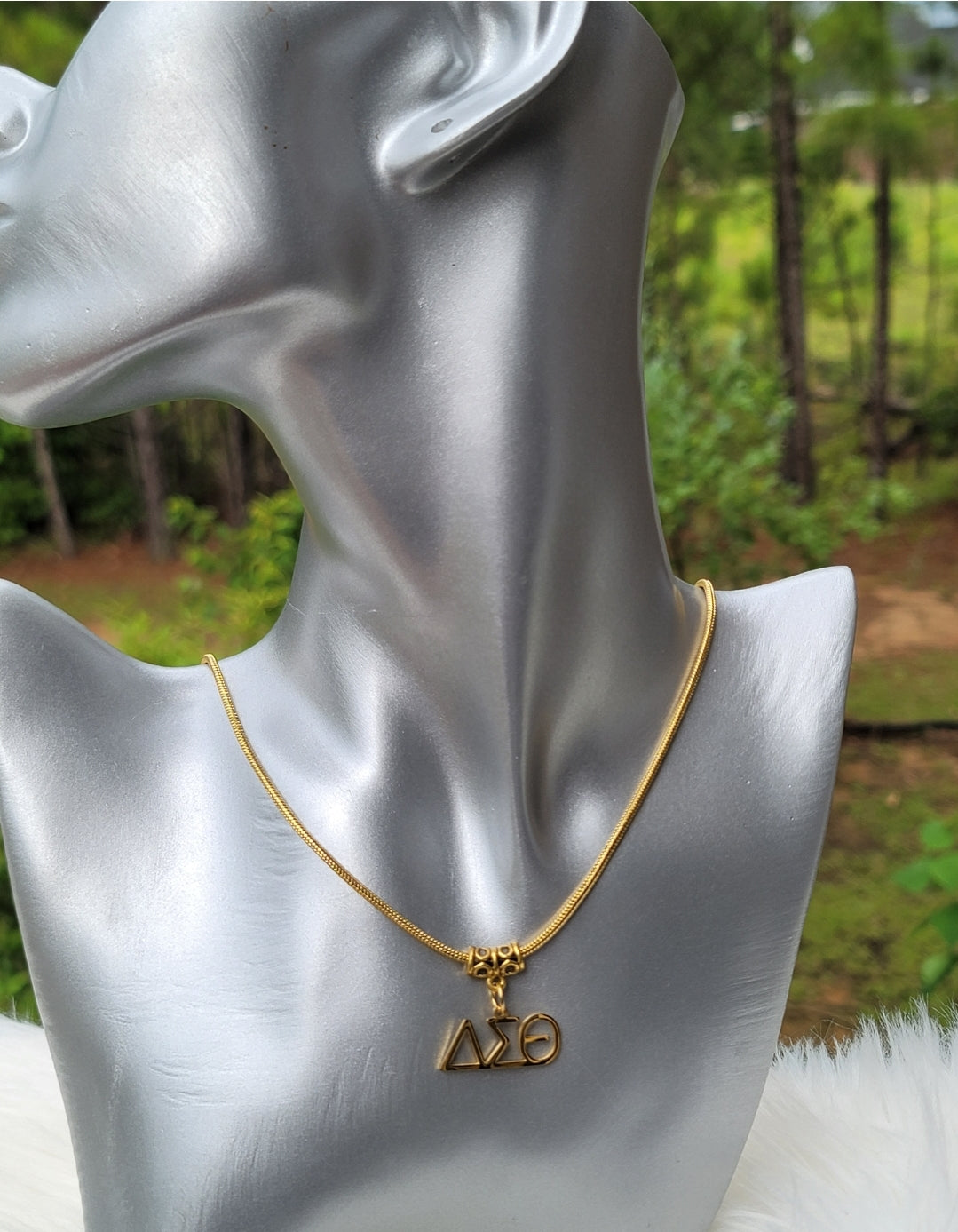 Delta Sigma Theta Greek Letter 1913 Sorority Necklace Available in Silver and Gold