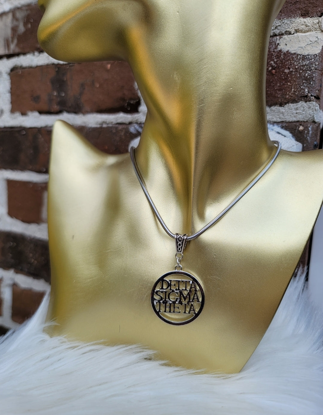 Delta Sigma Theta Sorority Necklace Available in Silver