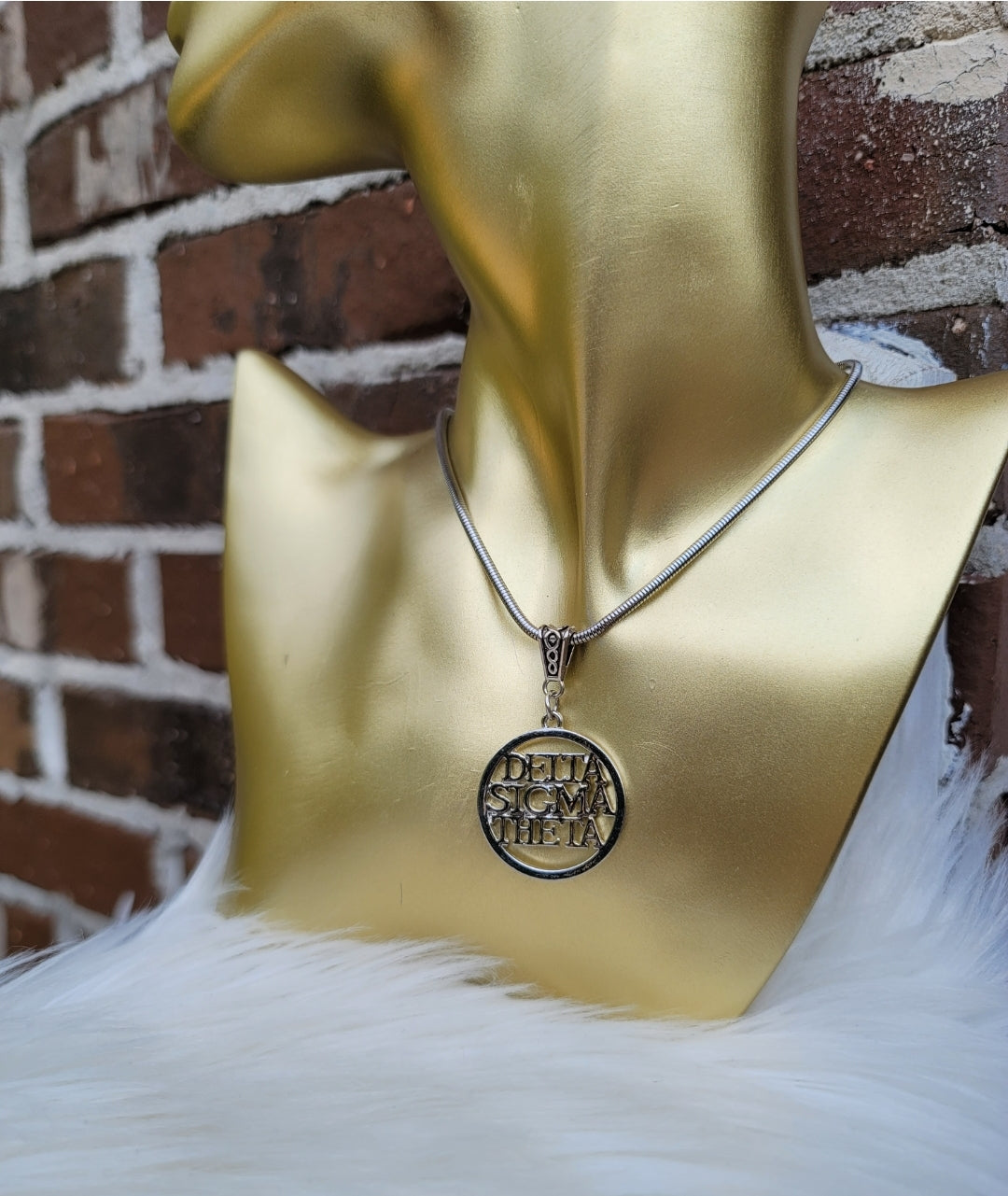 Delta Sigma Theta Sorority Necklace Available in Silver