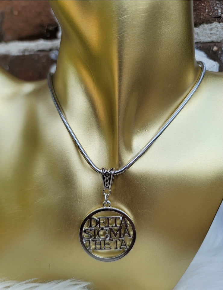 Delta Sigma Theta Sorority Necklace Available in Silver