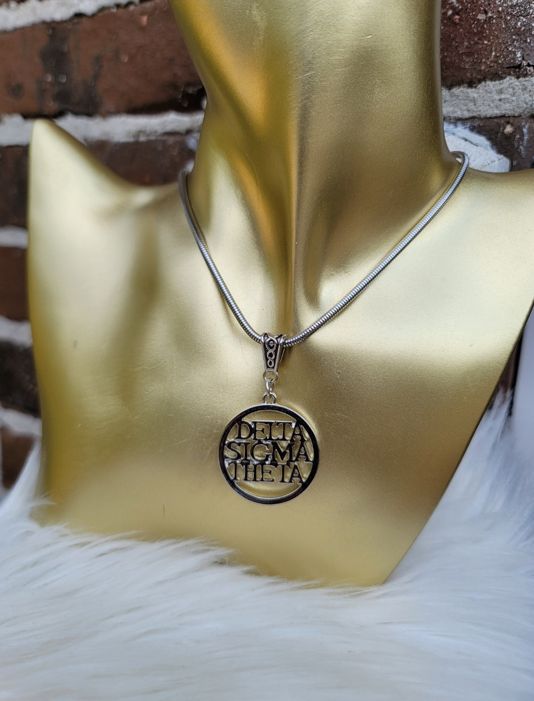 Delta Sigma Theta Sorority Necklace Available in Silver