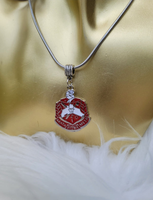 Delta Sigma Theta Crest Sorority Necklace Available in Silver and Gold