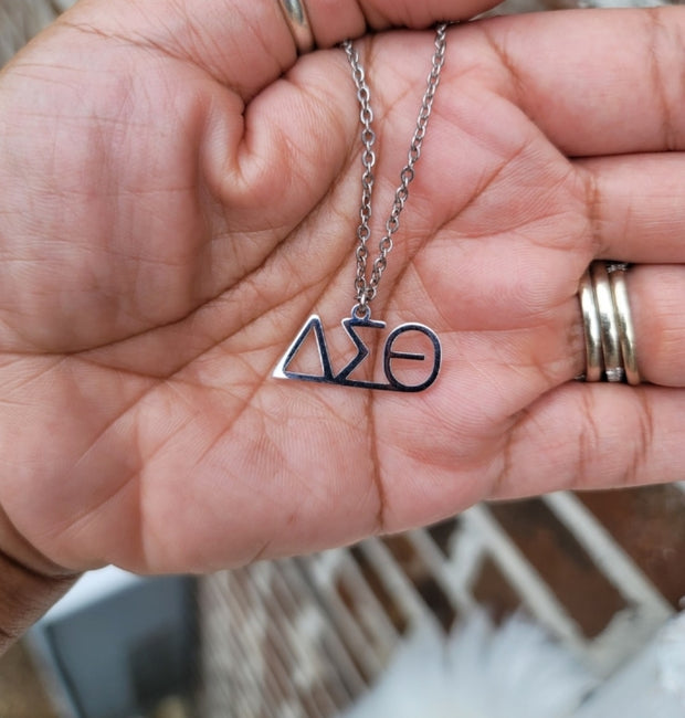 Delta Sigma Theta Greek Letter Sorority Necklace Available in Silver and Gold (Copy)