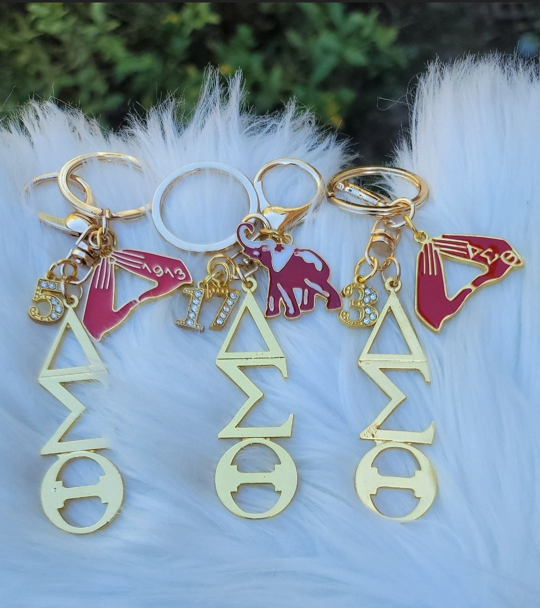 Delta Key Ring - Gold Delta Sigma Theta Key Ring - Sorority Key Ring - DST Key Ring - Sorority Key Ring - 1913 Key Ring