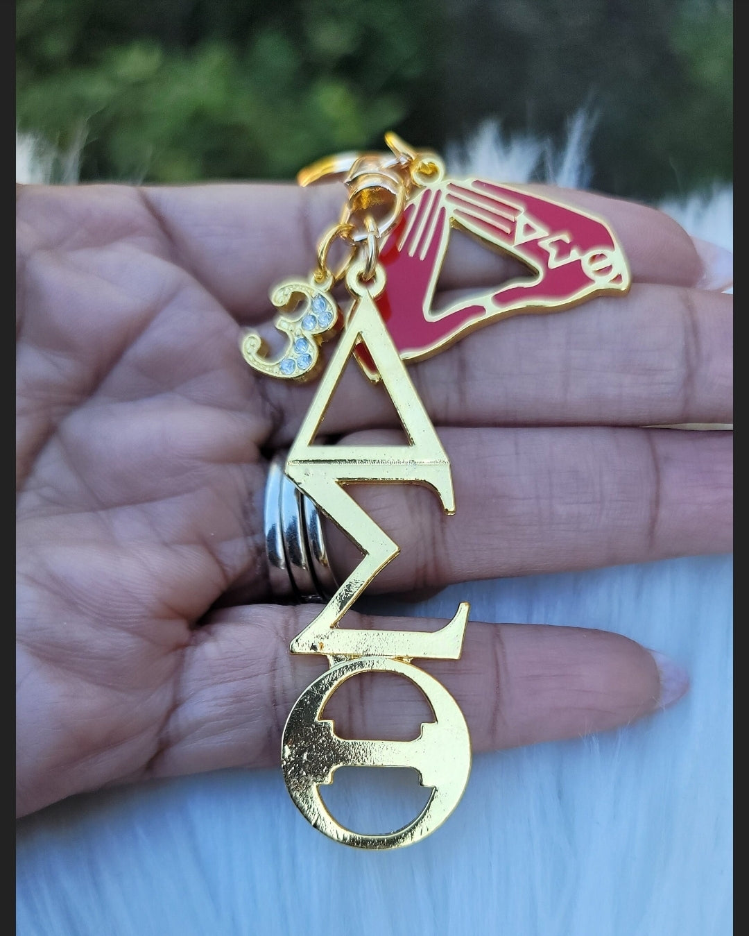 Delta Key Ring - Gold Delta Sigma Theta Key Ring - Sorority Key Ring - DST Key Ring - Sorority Key Ring - 1913 Key Ring