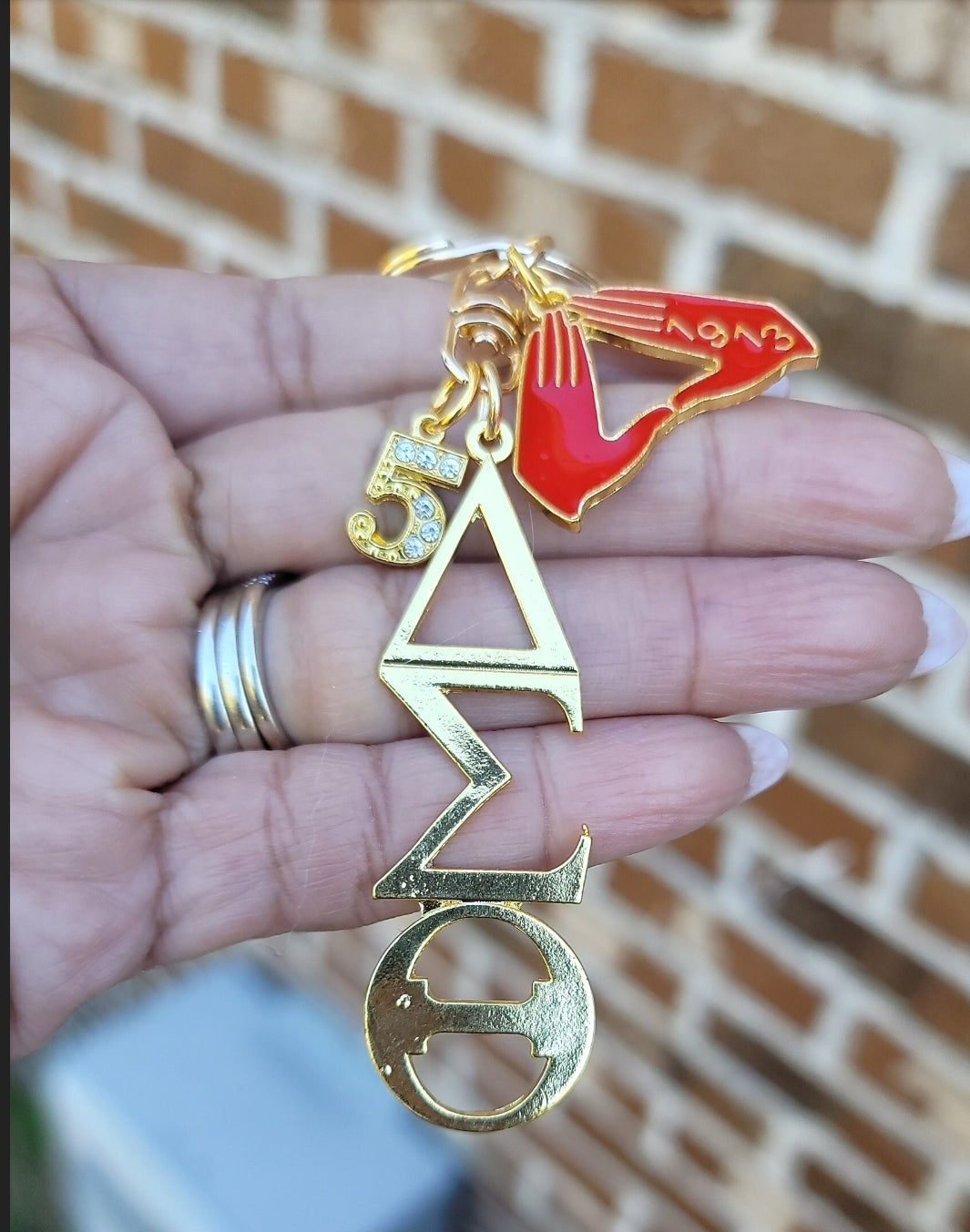 Delta Key Ring - Gold Delta Sigma Theta Key Ring - Sorority Key Ring - DST Key Ring - Sorority Key Ring - 1913 Key Ring