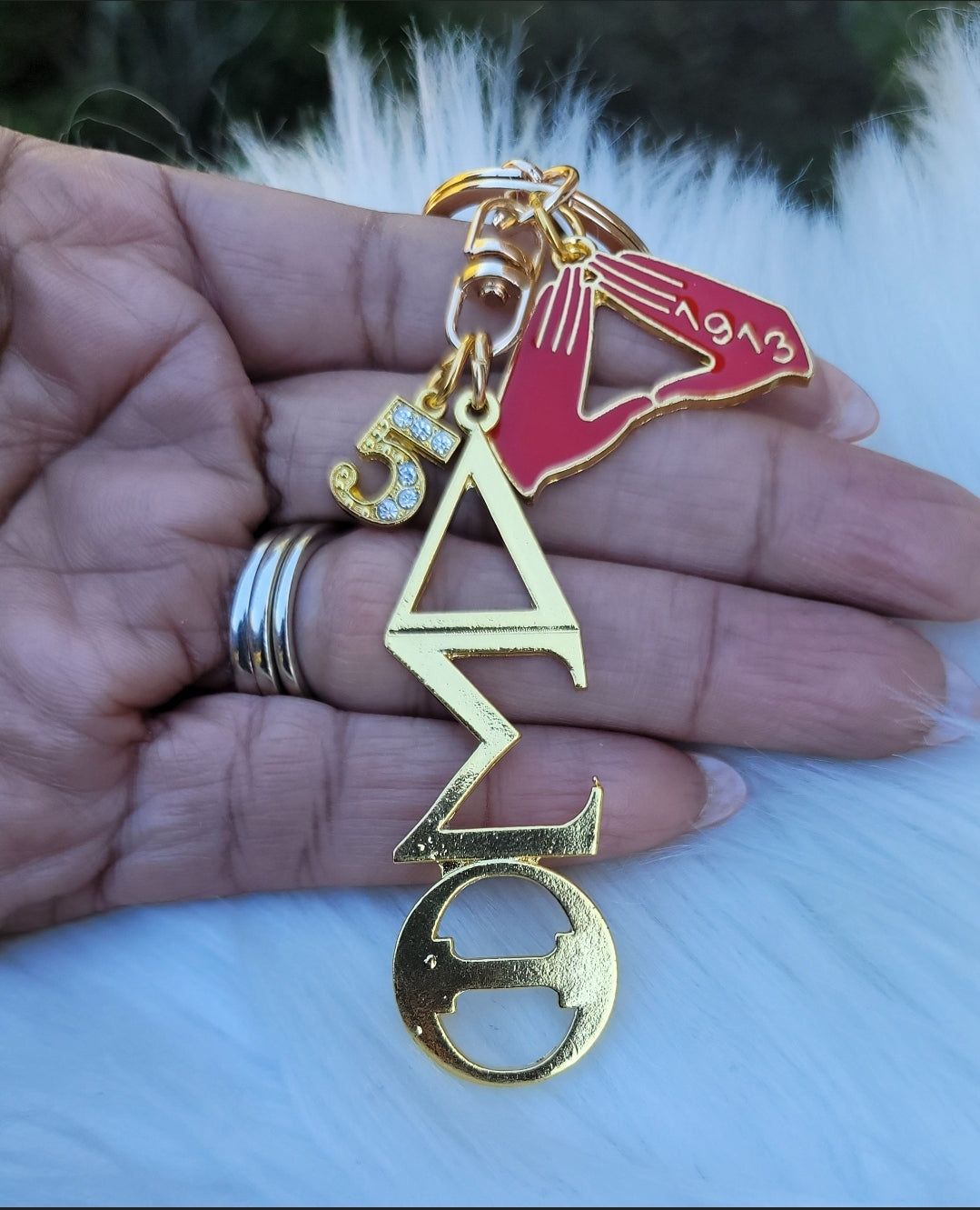 Delta Key Ring - Gold Delta Sigma Theta Key Ring - Sorority Key Ring - DST Key Ring - Sorority Key Ring - 1913 Key Ring