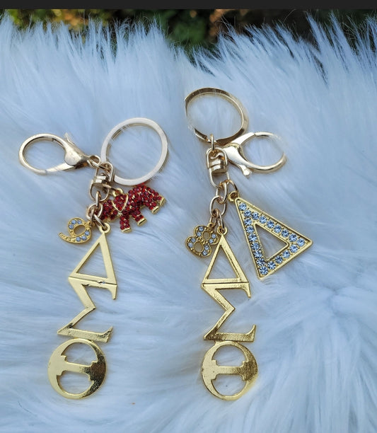 Delta Key Ring - Gold Delta Sigma Theta Key Ring - Sorority Key Ring - DST Key Ring - Sorority Key Ring - 1913 Key Ring