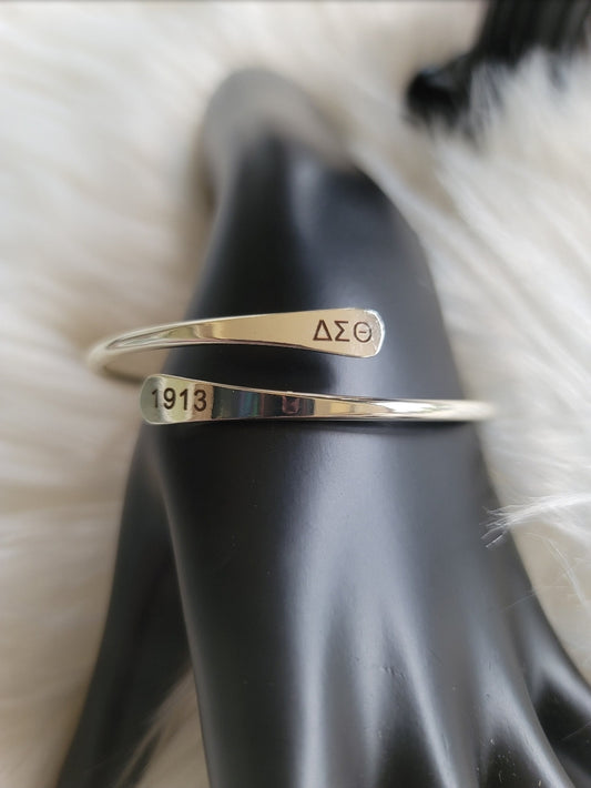 Delta Adjustable Sorority Cuff Bracelet Available In Gold and Silver