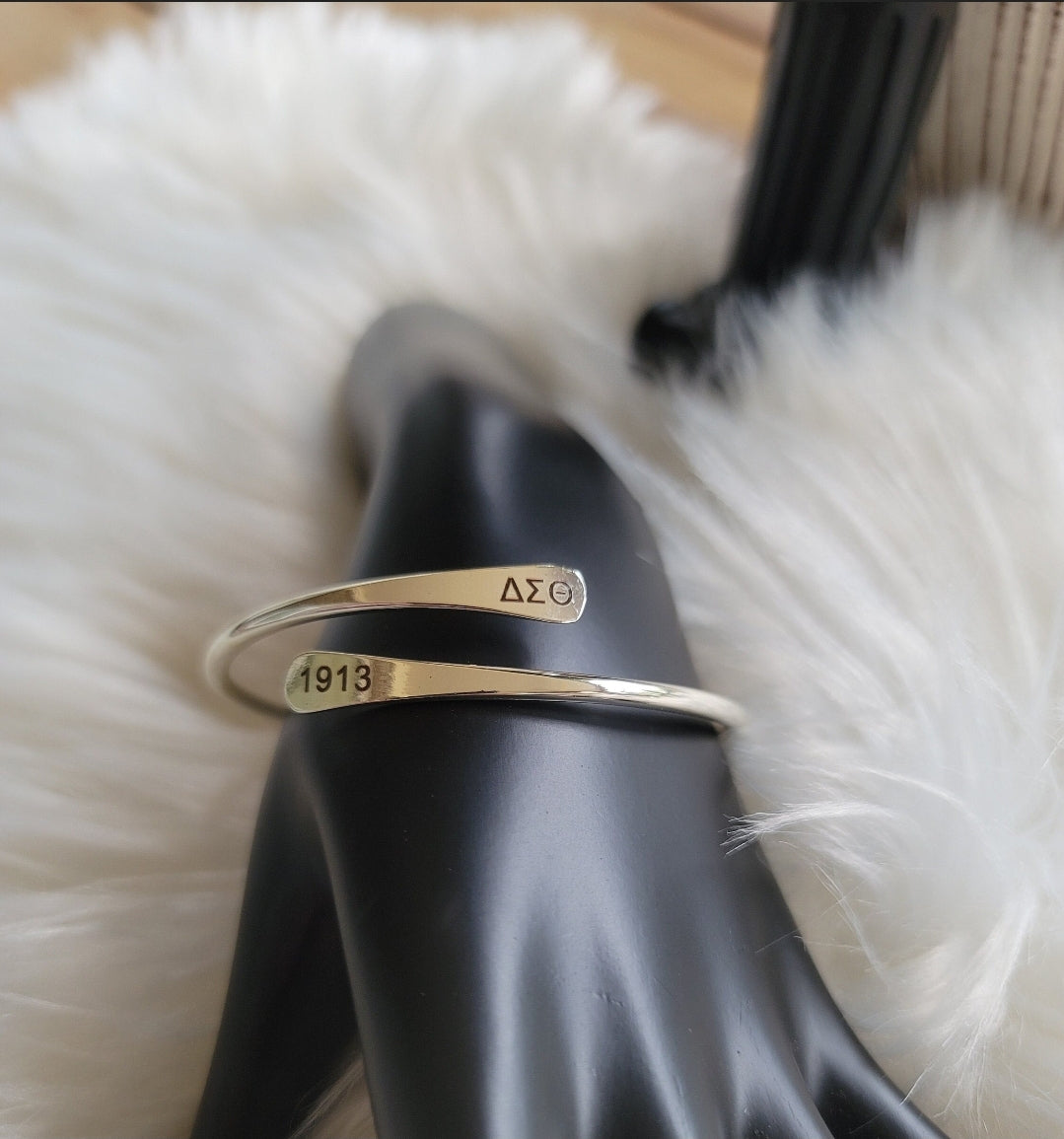 Delta Adjustable Sorority Cuff Bracelet Available In Gold and Silver