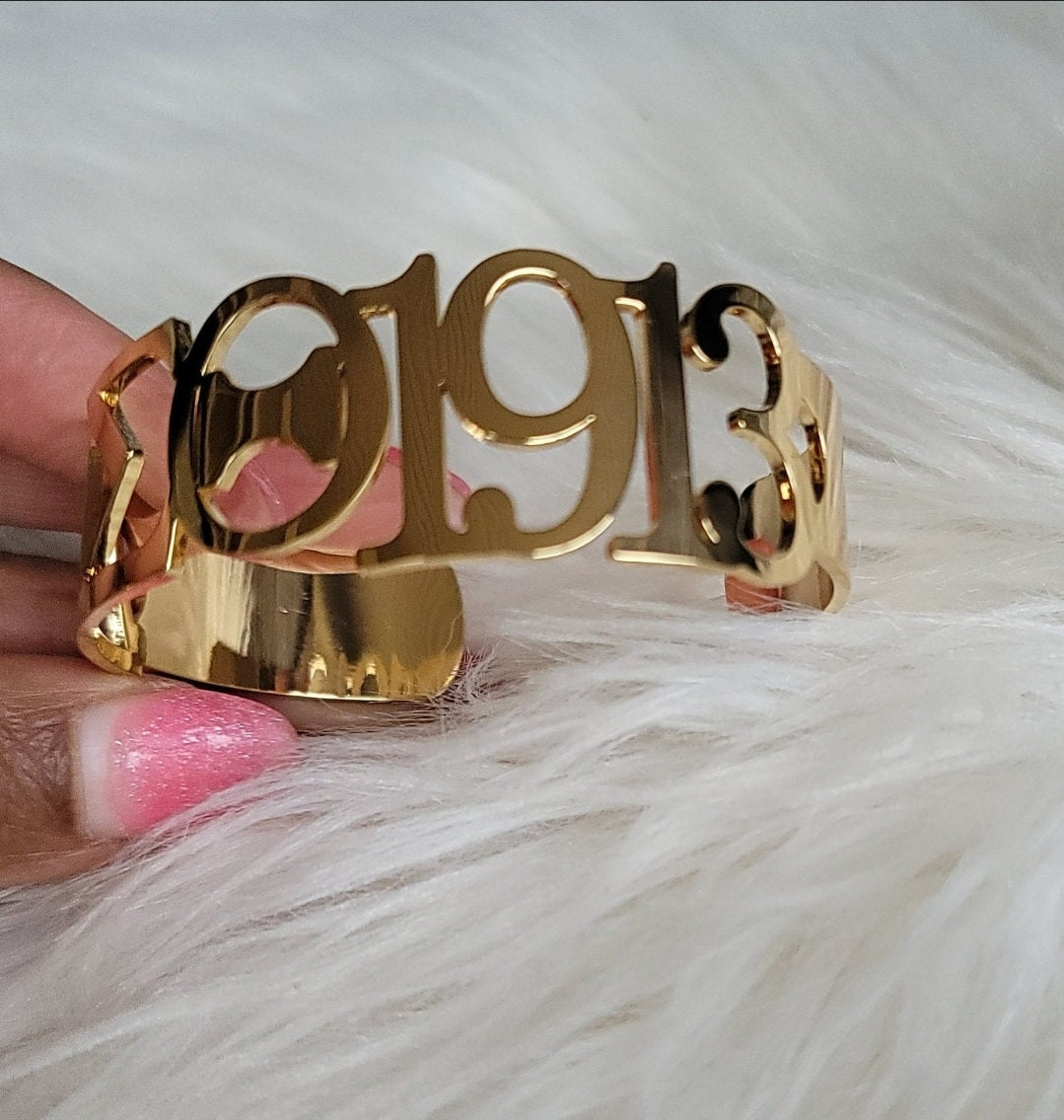 Delta Sigma Theta 1913 Sorority Cuff Bracelet