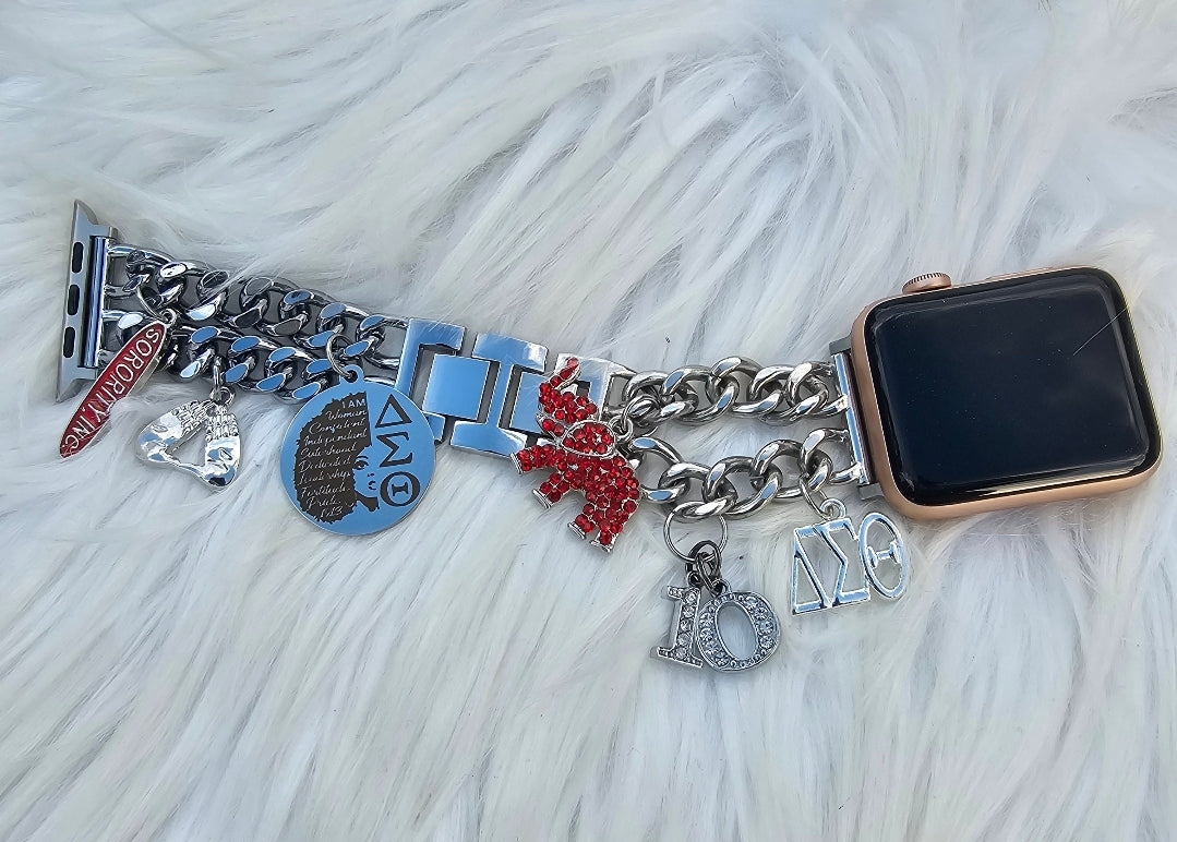 Delta Sigma Theta Custom Fit Sorority Apple Link Watch Band (Please message shop with line number if you would like added to design)