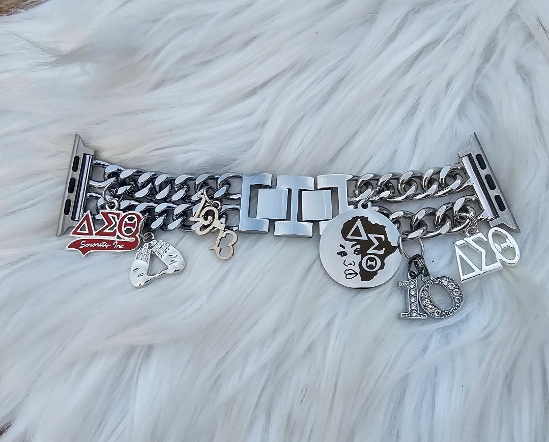 Delta Sigma Theta Custom Fit Sorority Apple Link Watch Band (please message with line number if would like added to design)