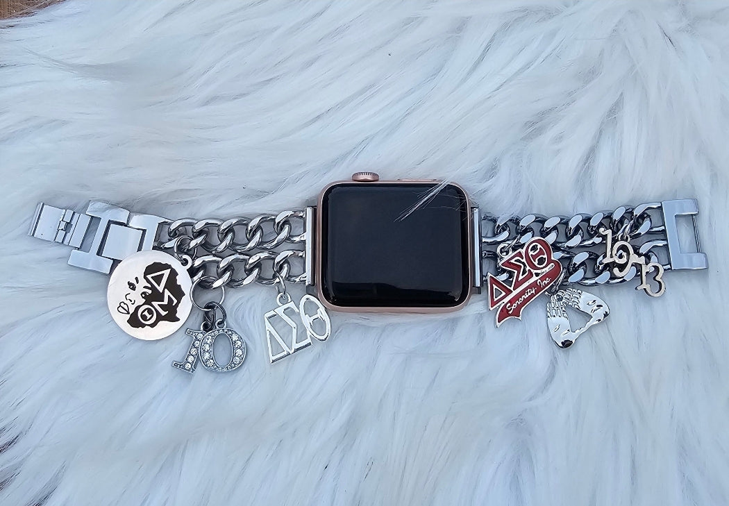 Delta Sigma Theta Custom Fit Sorority Apple Link Watch Band (please message with line number if would like added to design)