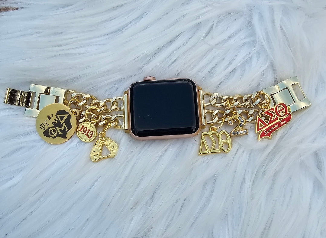 Delta Sigma Theta Custom Fit Sorority Apple Link Watch Band (please message with line number if would like added to design)