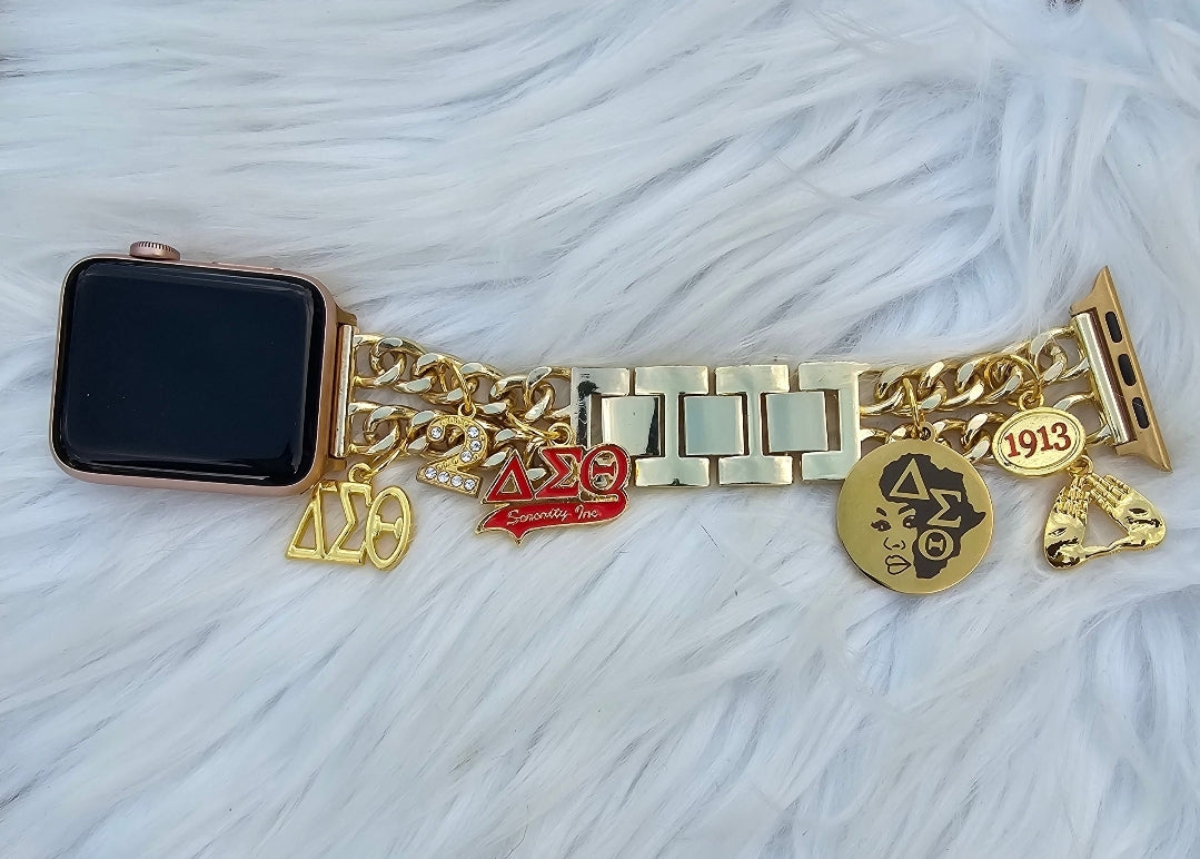 Delta Sigma Theta Custom Fit Sorority Apple Link Watch Band (please message with line number if would like added to design)