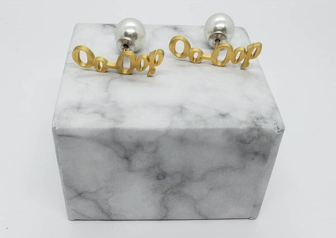 Delta Sigma Theta Sorority Oo-Oop earrings available in silver and gold