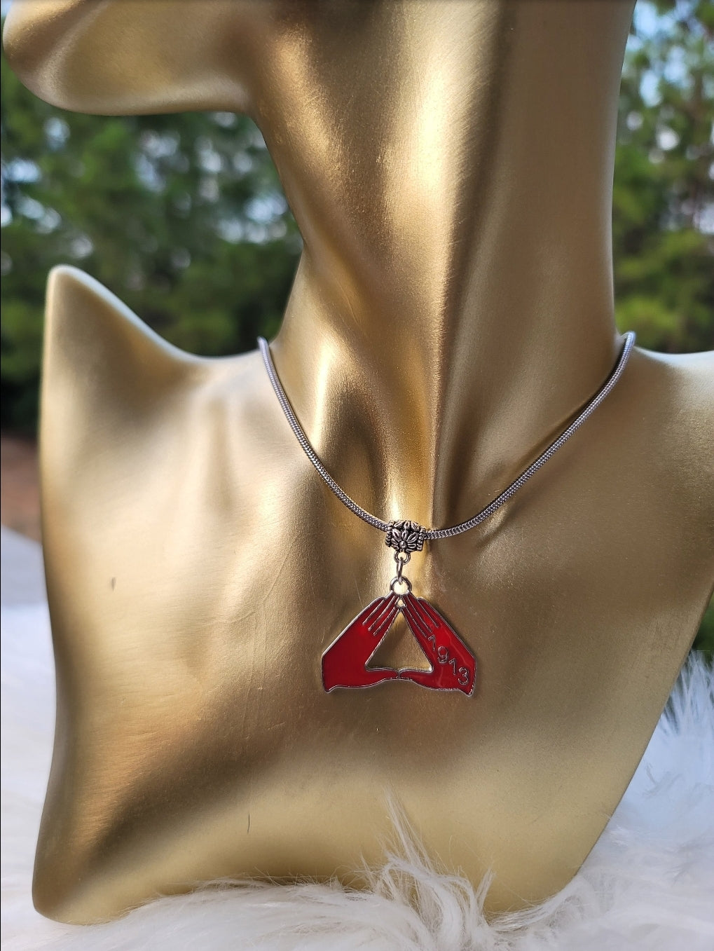 Delta Sigma Theta Pyramid Sorority Necklaces Available In Silver