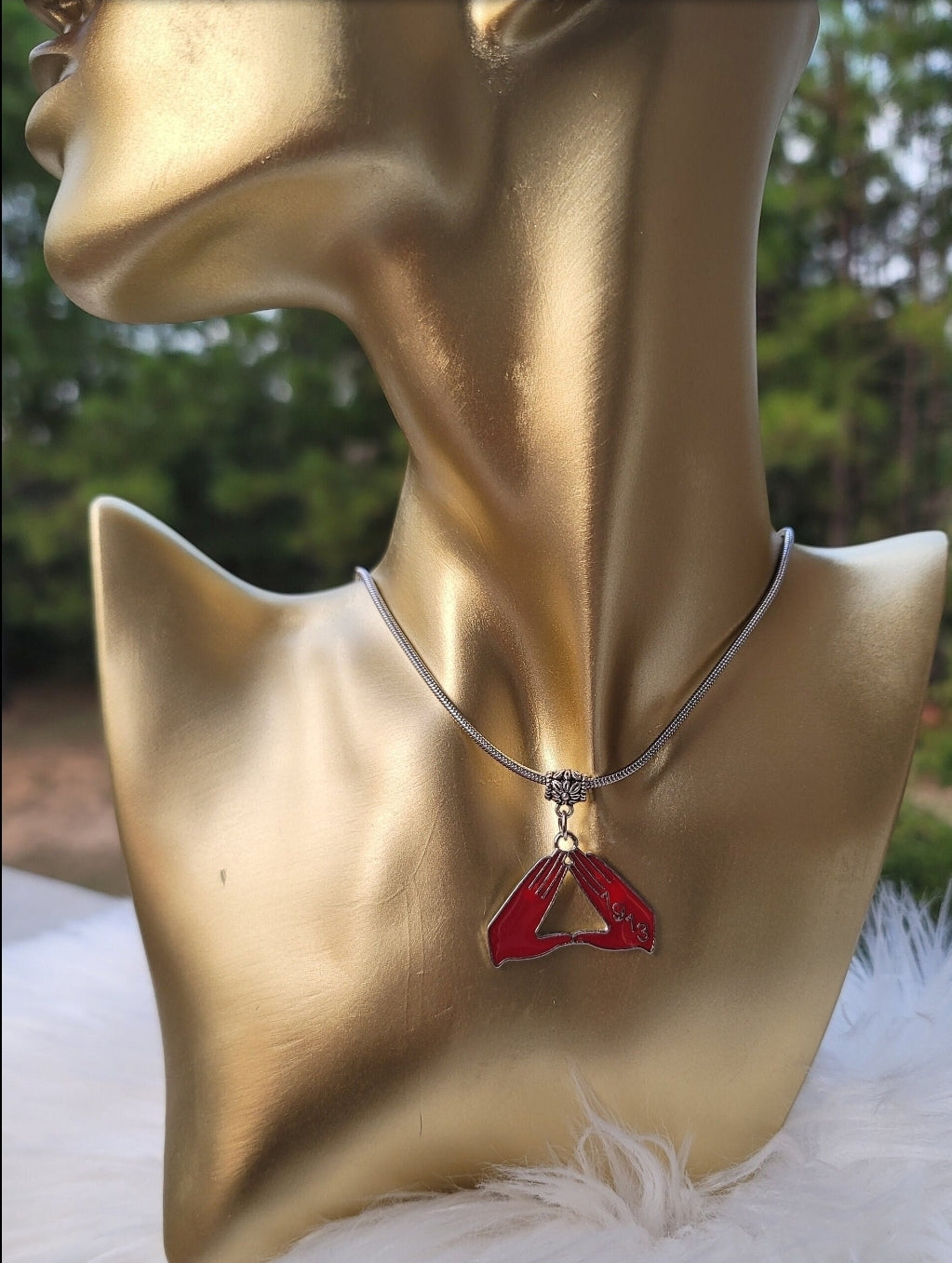 Delta Sigma Theta Pyramid Sorority Necklaces Available In Silver