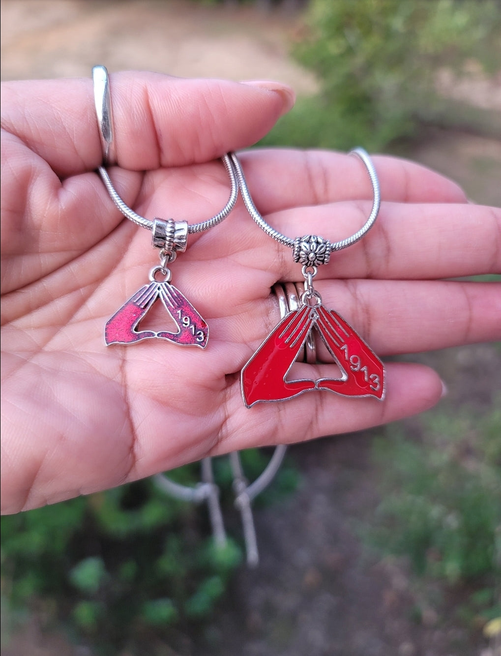 Delta Sigma Theta Pyramid Sorority Necklaces Available In Silver