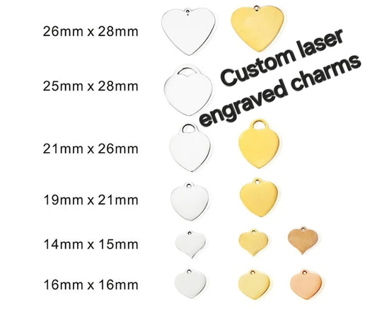 Bulk Heart Shaped Customized Charms