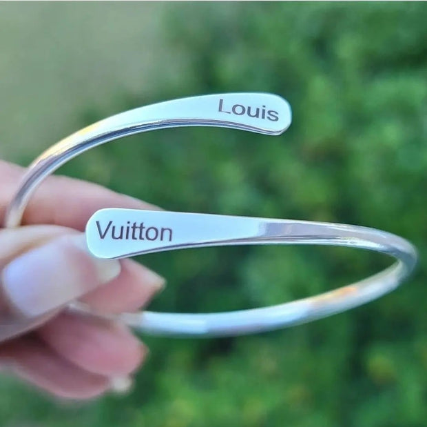 Louis Vuitton Inspired Adjustable Cuff Bracelet Available In Gold and Silver