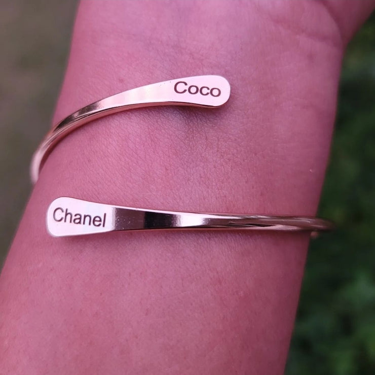 Coco Chanel Inspired Adjustable Cuff Bracelet Available In Gold and Silver