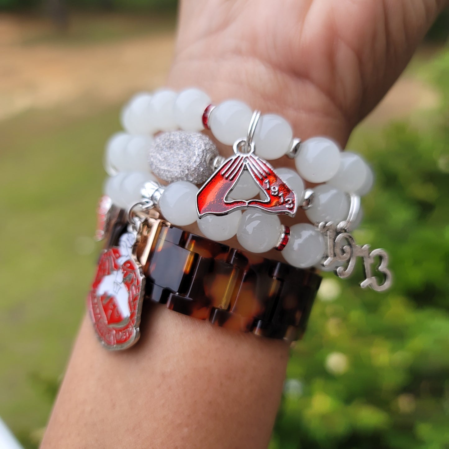 Custom Crimsom & Cream Sorority Bracelet