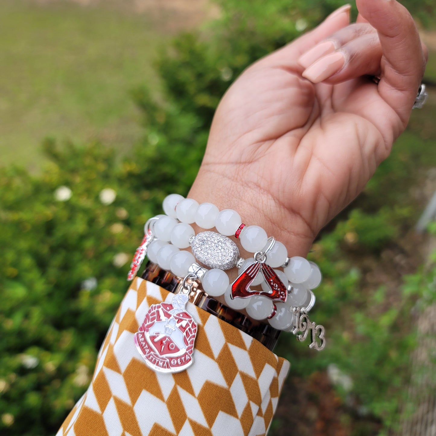 Custom Crimsom & Cream Sorority Bracelet