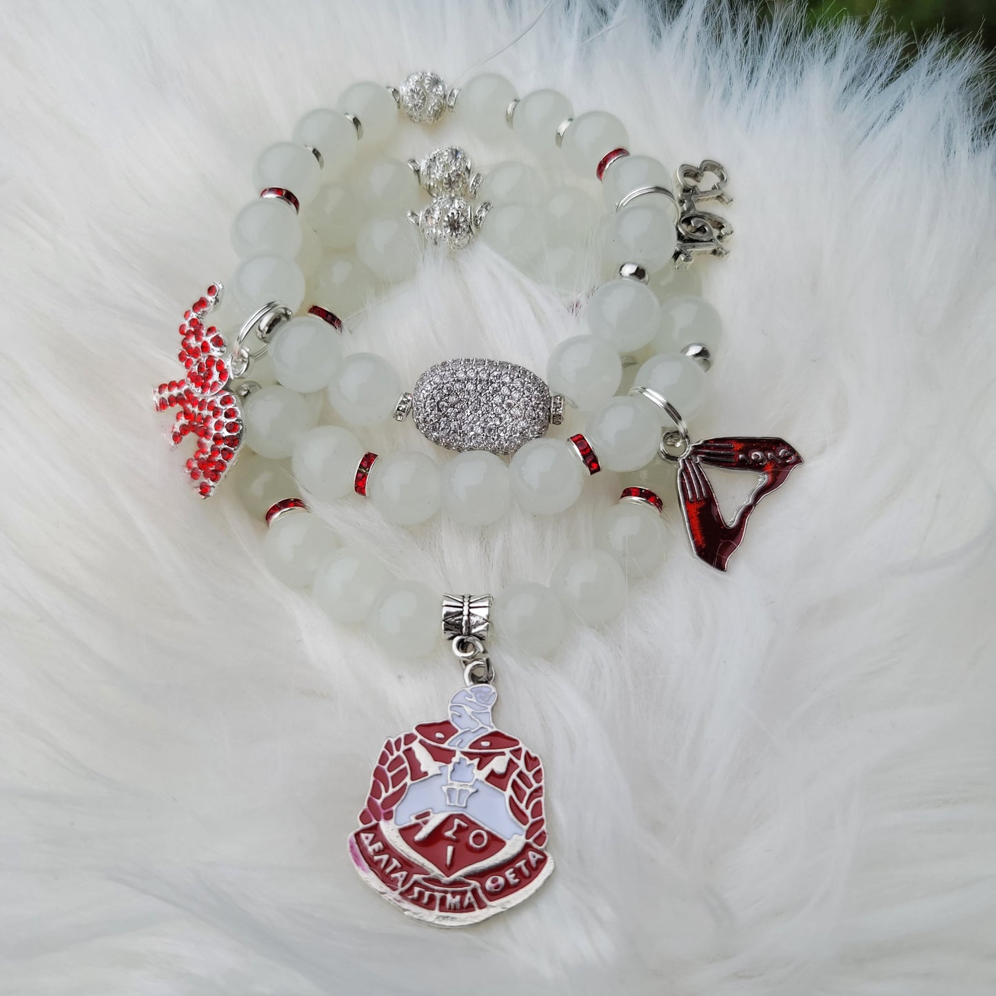 Custom Crimsom & Cream Sorority Bracelet