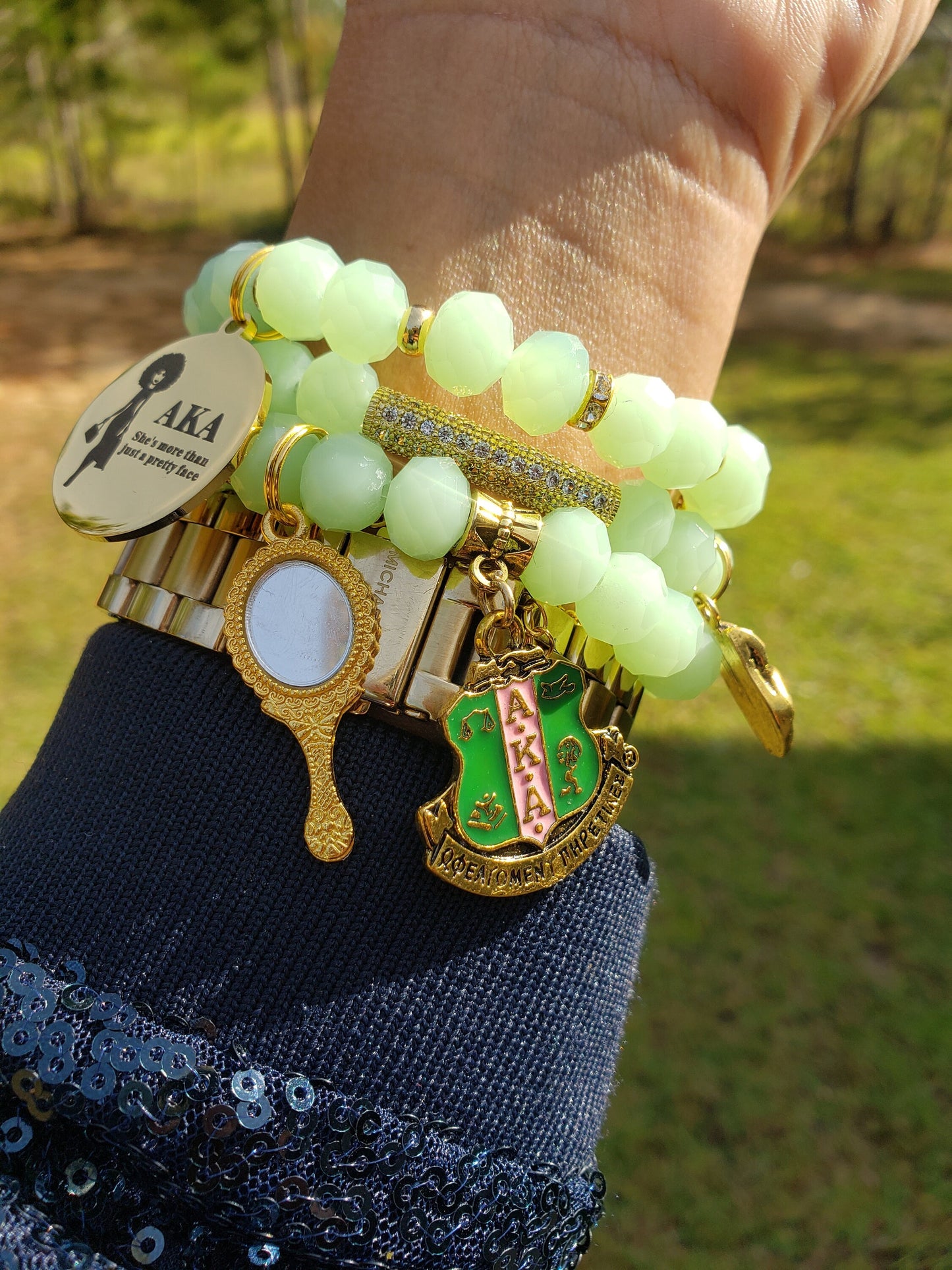 AKA Sorority Custom Fit Set Bracelet