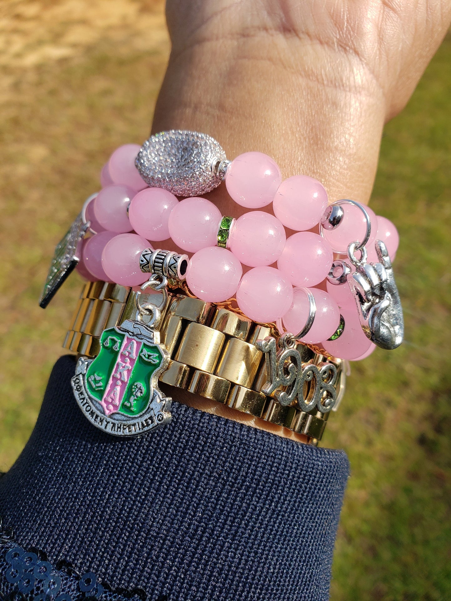 Pink & Green Custom Fit Sorority Bracelet