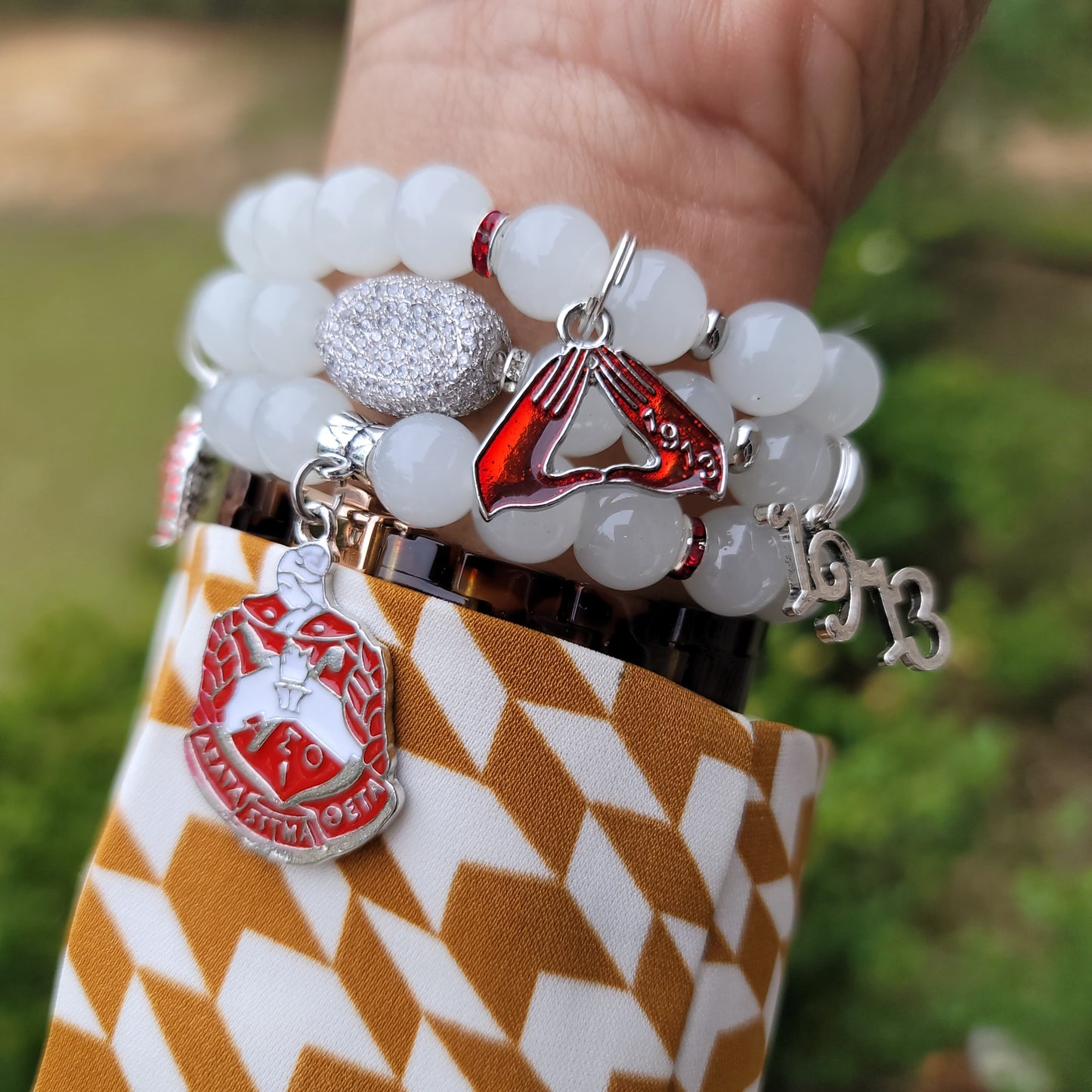 Custom Crimsom & Cream Sorority Bracelet