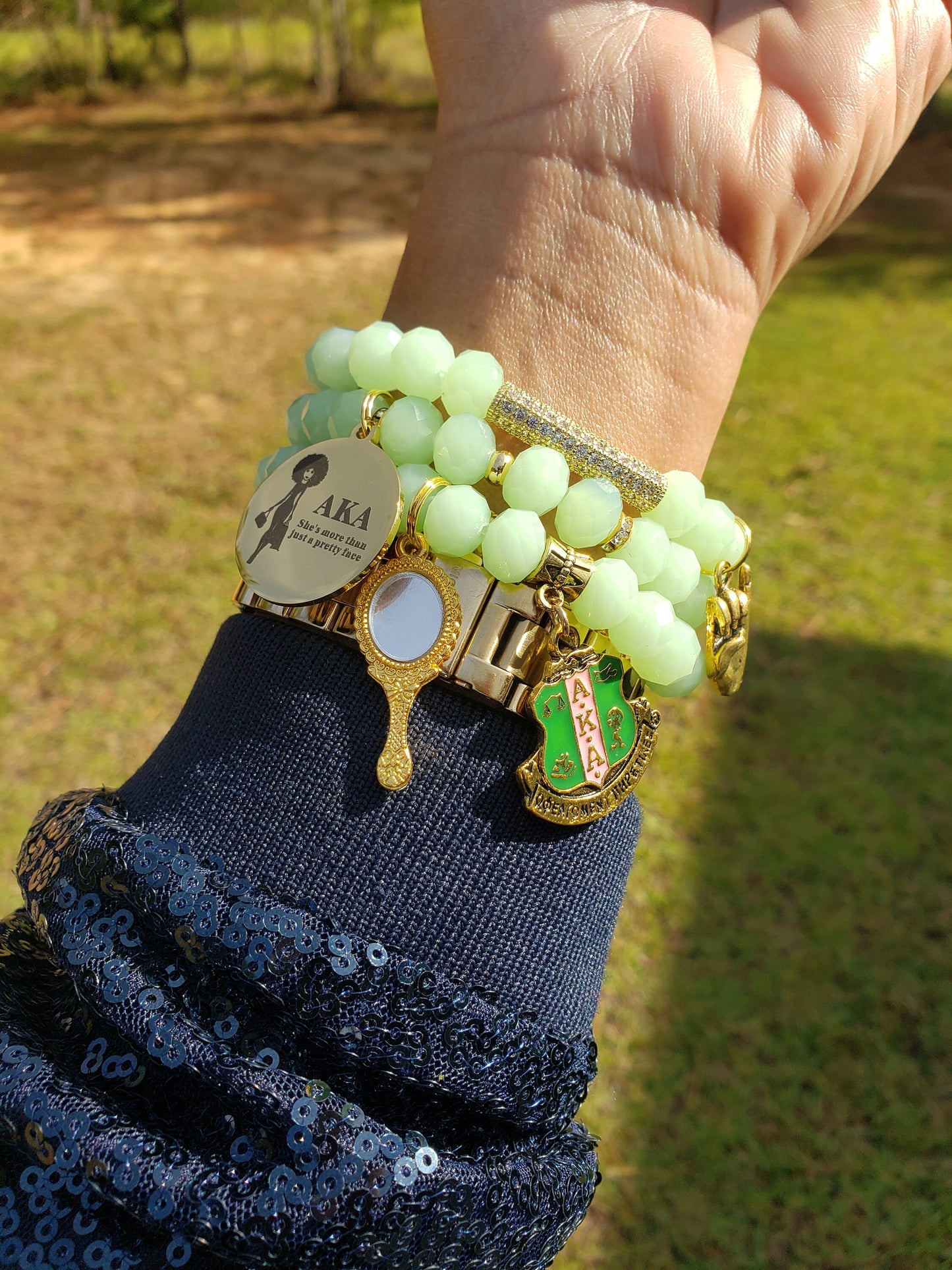 AKA Sorority Custom Fit Set Bracelet