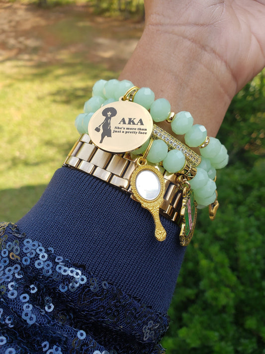 AKA Sorority Custom Fit Set Bracelet