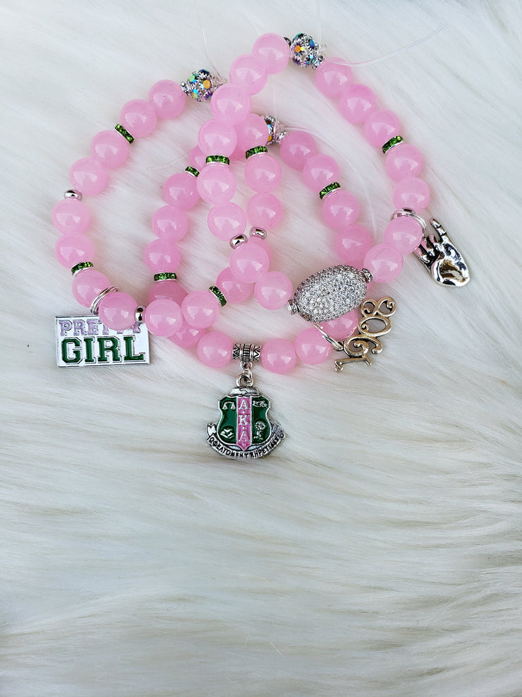 Pink & Green Custom Fit Sorority Bracelet