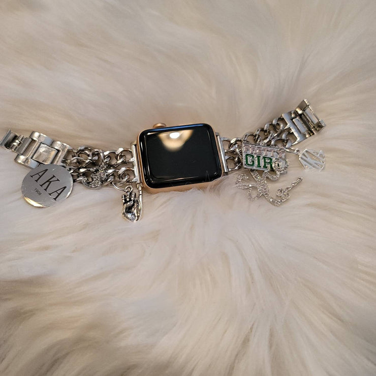 AKA Apple Link Custom Fit Watch Band Available In Silver & Gold (charms may be changed)