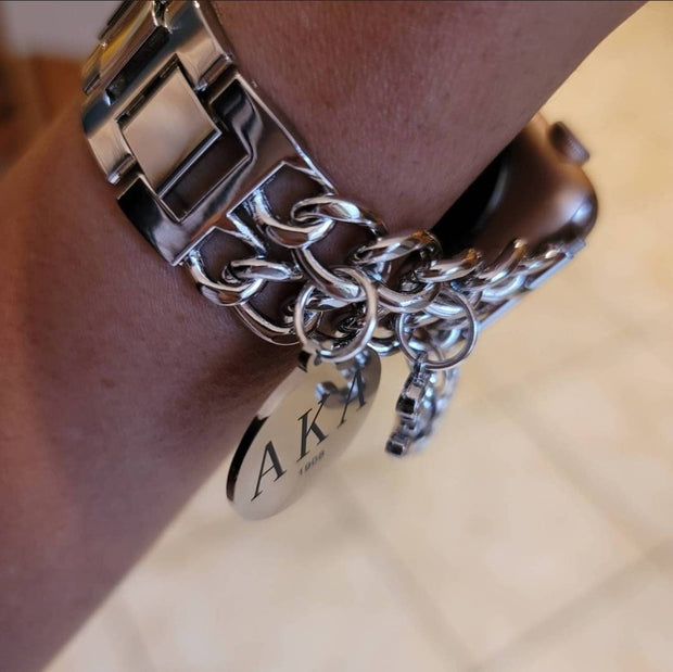AKA Apple Link Custom Fit Watch Band Available In Silver And Gold (charms may be changed at customers request)