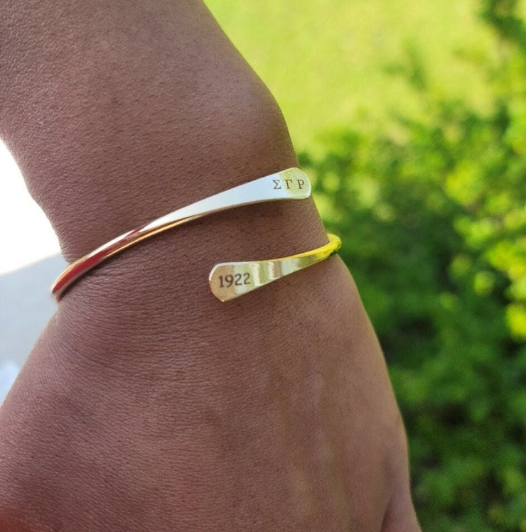 SGRho Sorority Adjustable Cuff Bracelet Available In Gold and Silver