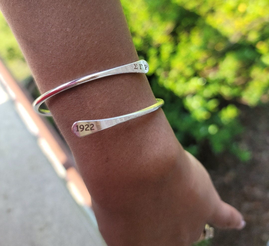 SGRho Sorority Adjustable Cuff Bracelet Available In Gold and Silver