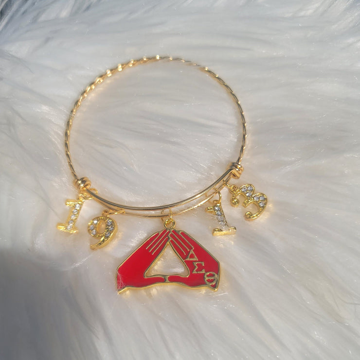 Delta Expandable Sorority Bracelet Available In Gold and Silver